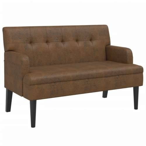 Klupa s naslonom smeđa 112 x 65,5 x 75 cm umjetna brušena koža - Svjetlosmeđa Cijena