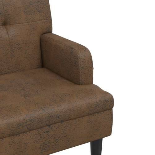 Klupa s naslonom smeđa 112 x 65,5 x 75 cm umjetna brušena koža - Svjetlosmeđa Cijena