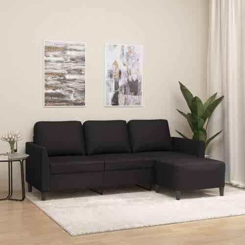Trosjed s tabureom crni 180 cm od umjetne kože - Crna Cijena