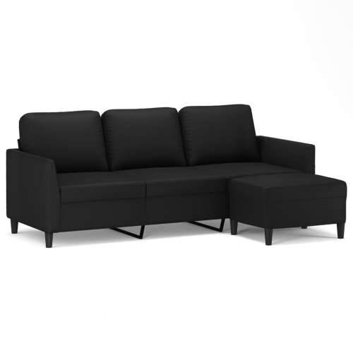Trosjed s tabureom crni 180 cm od umjetne kože - Crna Cijena