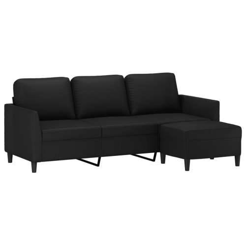 Trosjed s tabureom crni 180 cm od umjetne kože - Crna Cijena