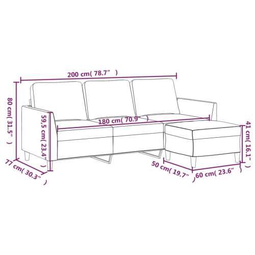 Trosjed s tabureom crni 180 cm od umjetne kože - Crna Cijena