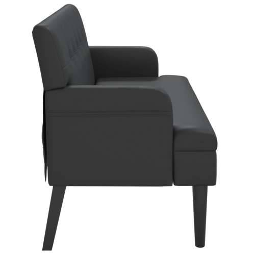 Klupa s naslonom crna 112 x 65,5 x 75 cm od umjetne kože Crna Cijena