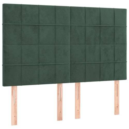 Krevet s oprugama i madracem tamnozeleni 140x200 cm baršunasti - Tamnozelena 140 x 200 cm Blok s kvadratima Cijena