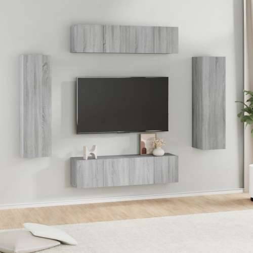 6-dijelni set TV ormarića sivog sonome konstruirano drvo - Sivi hrast sonoma 6 60 cm Cijena