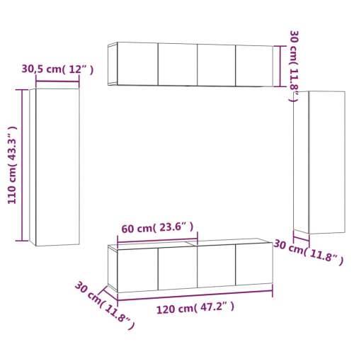 6-dijelni set TV ormarića sivog sonome konstruirano drvo - Sivi hrast sonoma 6 60 cm Cijena