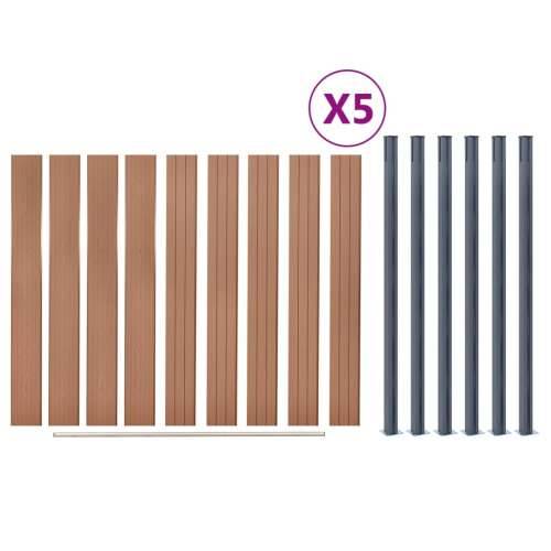 Set panela za ogradu smeđi 872x186 cm WPC - Smeđa 872 x 186 cm 1 Cijena