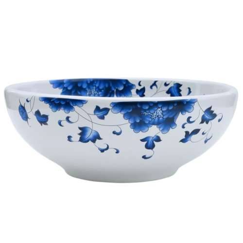 Nadgradni Lavabo - Umivaonik bijelo-plavi okrugli Φ 41 x 14 cm keramički - Plava i bijela Cijena