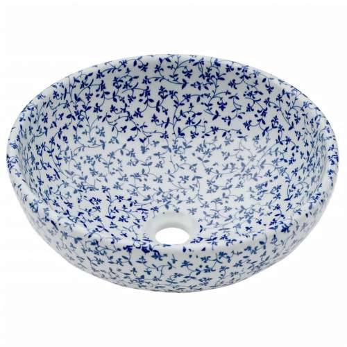 Nadgradni Lavabo - Umivaonik bijelo-plavi okrugli Φ 41 x 14 cm keramički - Plava Cijena