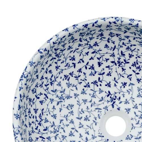 Nadgradni Lavabo - Umivaonik bijelo-plavi okrugli Φ 41 x 14 cm keramički - Plava Cijena