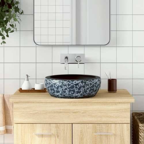Nadgradni Lavabo - Umivaonik crno-plavi okrugli Φ 41 x 14 cm keramički Cijena