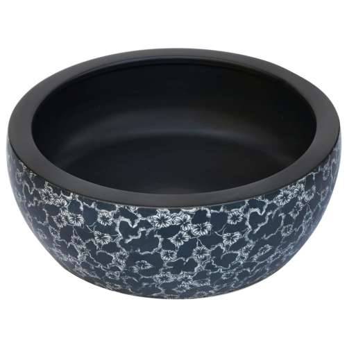 Nadgradni Lavabo - Umivaonik crno-plavi okrugli Φ 41 x 14 cm keramički Cijena