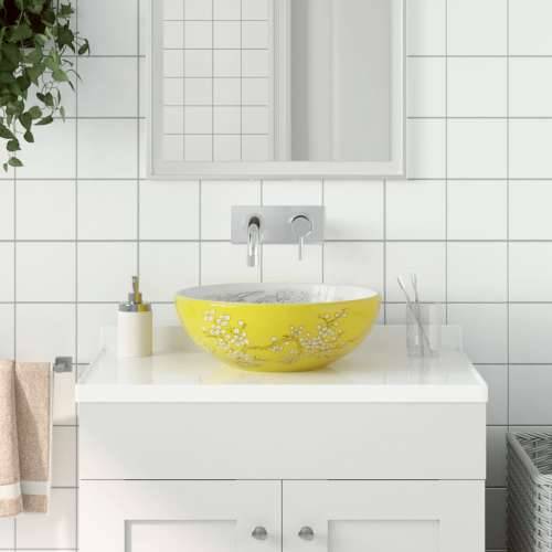 Nadgradni Lavabo - Umivaonik bijelo-žuti okrugli Φ 41 x 14 cm keramički - Žuta Cijena