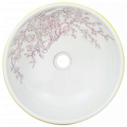 Nadgradni Lavabo - Umivaonik bijelo-žuti okrugli Φ 41 x 14 cm keramički - Žuta Cijena
