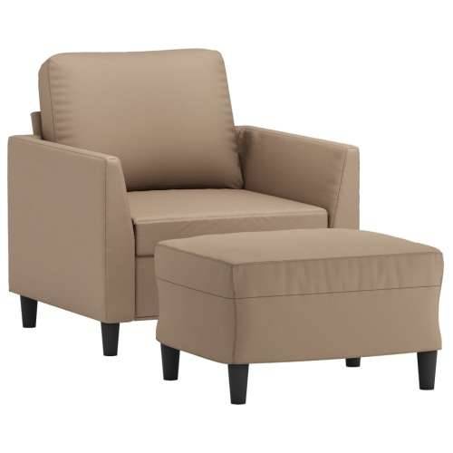 Fotelja s tabureom boja cappuccina 60 cm od umjetne kože Cijena