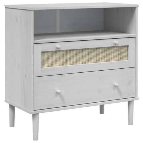 Komoda SENJA bijela izgled ratana 80x40x80 cm masivna borovina - Bijela 1 Cijena