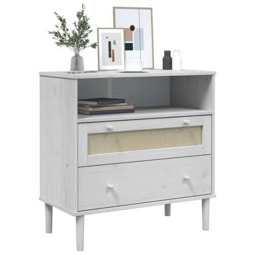 Komoda SENJA bijela izgled ratana 80x40x80 cm masivna borovina - Bijela 1 Cijena