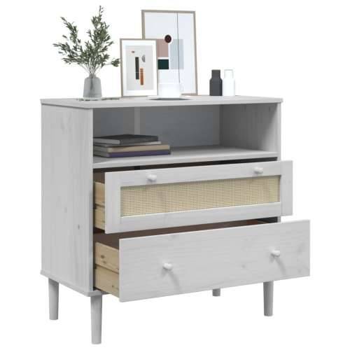 Komoda SENJA bijela izgled ratana 80x40x80 cm masivna borovina - Bijela 1 Cijena