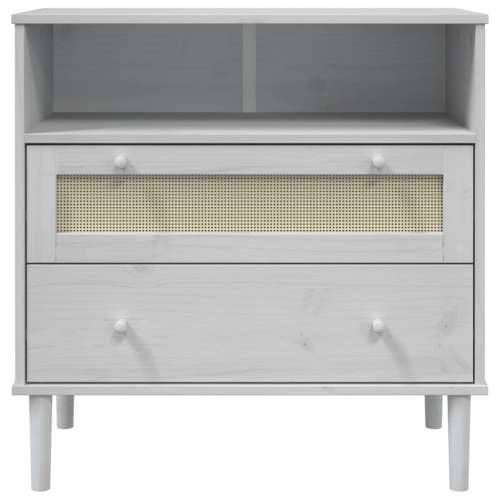 Komoda SENJA bijela izgled ratana 80x40x80 cm masivna borovina - Bijela 1 Cijena