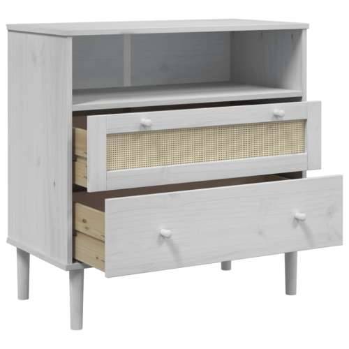 Komoda SENJA bijela izgled ratana 80x40x80 cm masivna borovina - Bijela 1 Cijena