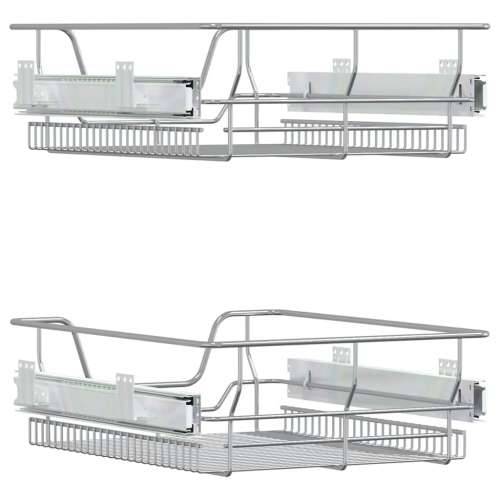 Izvlačne žičane košare 2 kom srebrne 45 cm - Srebrno 450 mm 2 Cijena