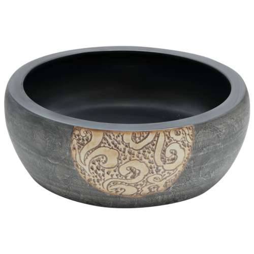 Nadgradni Lavabo - Umivaonik crno-smeđi okrugli Φ 41 x 14 cm keramički - Crna i smeđa Cijena