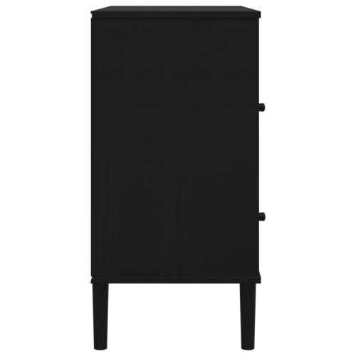 Komoda SENJA crna izgled ratana 80x40x80 cm masivna borovina - Crna 1 Cijena
