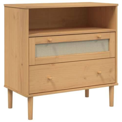 Komoda SENJA smeđa izgled ratana 80x40x80cm masivna borovina - Smeđa 1 Cijena
