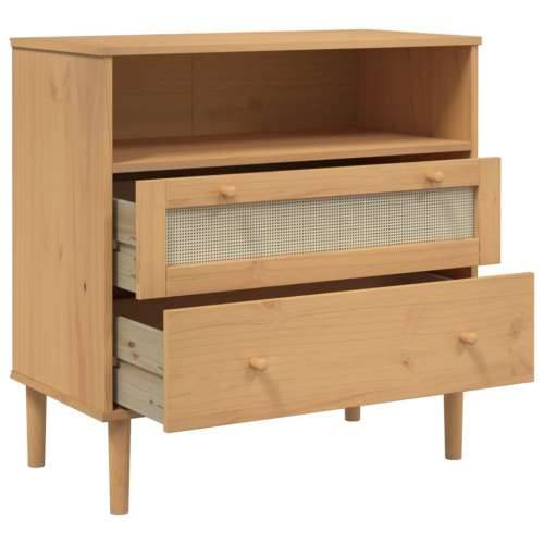 Komoda SENJA smeđa izgled ratana 80x40x80cm masivna borovina - Smeđa 1 Cijena