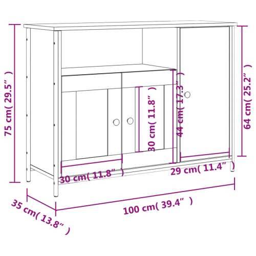Komoda crna 100x35x75 cm od konstruiranog drva - Crna 1 Cijena