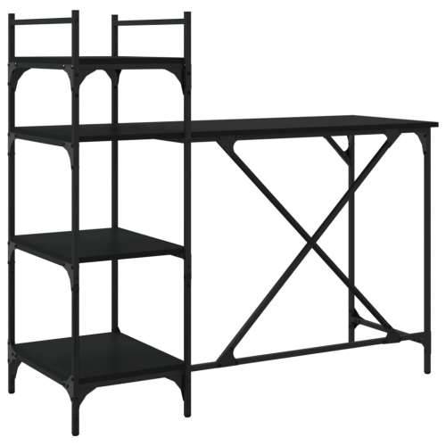 Stol za računalo s policama crni 120 x 47 x 109 cm - Crna Cijena