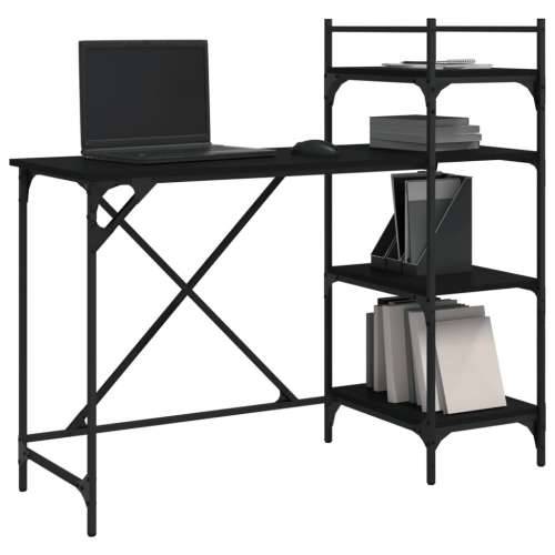 Stol za računalo s policama crni 120 x 47 x 109 cm - Crna Cijena