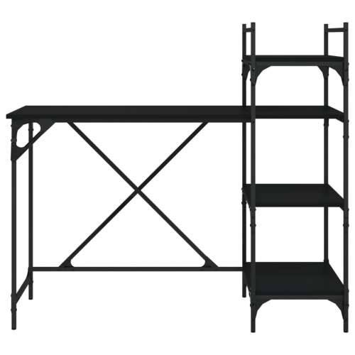 Stol za računalo s policama crni 120 x 47 x 109 cm - Crna Cijena