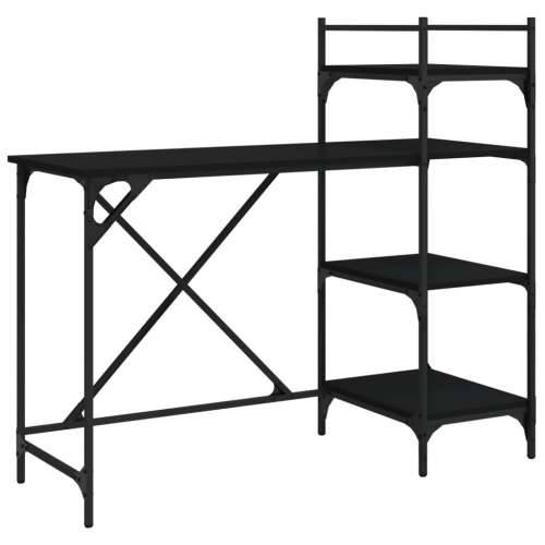Stol za računalo s policama crni 120 x 47 x 109 cm - Crna Cijena