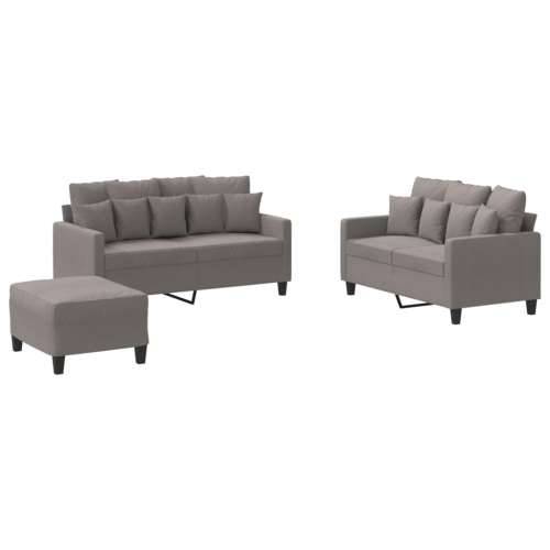 3-dijelni set sofa s jastucima smeđesivi od tkanine - Sivo-smeđa s jastučićima i tabureom Cijena