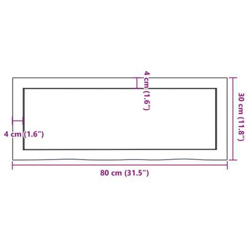 Kupaonska radna ploča 80x30x(2-4) cm netretirano masivno drvo - Prirodna 80 x 30 x 4 cm Cijena