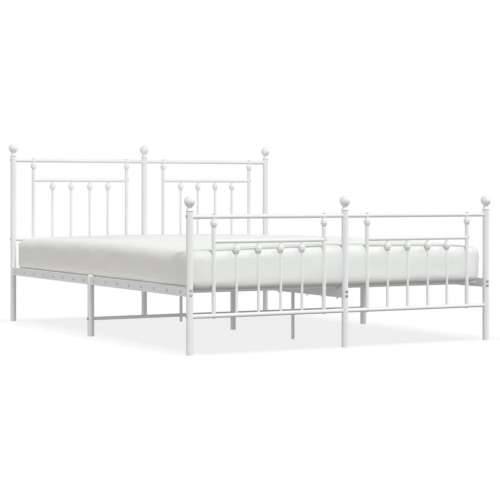 Metalni okvir kreveta uzglavlje i podnožje bijeli 183x213 cm - Bijela 183 x 213 cm s uzglavljem i podnožjem Cijena