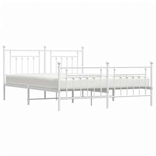 Metalni okvir kreveta uzglavlje i podnožje bijeli 183x213 cm - Bijela 183 x 213 cm s uzglavljem i podnožjem Cijena