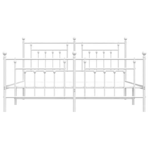 Metalni okvir kreveta uzglavlje i podnožje bijeli 183x213 cm - Bijela 183 x 213 cm s uzglavljem i podnožjem Cijena
