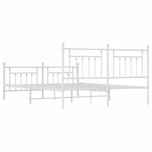 Metalni okvir kreveta uzglavlje i podnožje bijeli 183x213 cm - Bijela 183 x 213 cm s uzglavljem i podnožjem Cijena