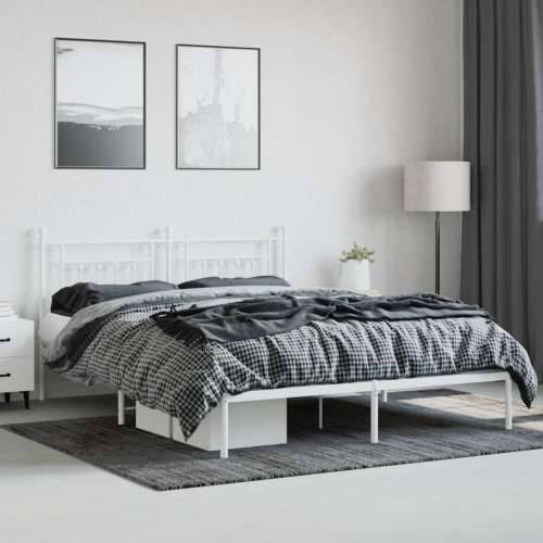 Metalni okvir za krevet s uzglavljem bijeli 183x213 cm - Bijela 183 x 213 cm s uzglavljem Cijena
