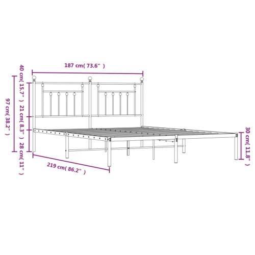 Metalni okvir za krevet s uzglavljem bijeli 183x213 cm - Bijela 183 x 213 cm s uzglavljem Cijena