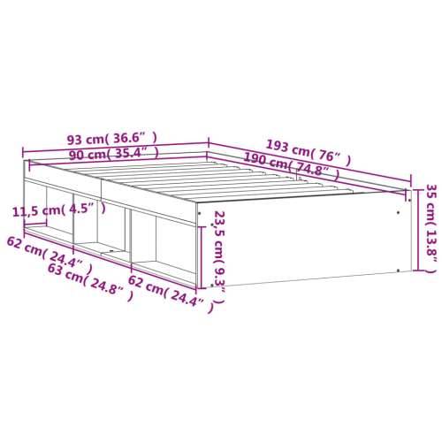 Okvir kreveta boja hrasta sonome 90 x 190 cm - Sivi hrast sonoma 90 x 190 cm Cijena