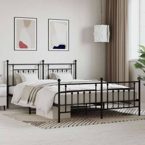 Metalni okvir kreveta uzglavlje i podnožje crni 183x213 cm - Crna 183 x 213 cm s uzglavljem i podnožjem Cijena