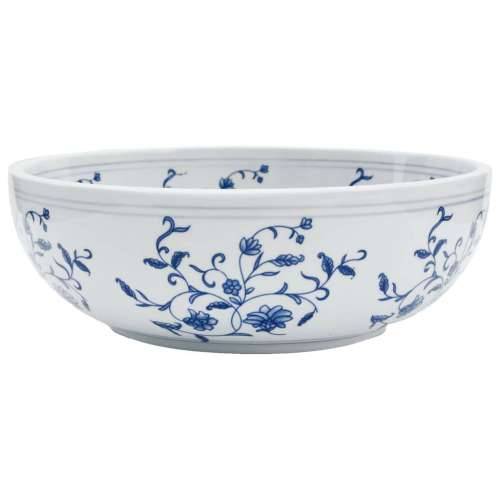 Nadgradni Lavabo - Umivaonik bijelo-plavi okrugli Φ 41 x 14 cm keramički - Bijela i plava Cijena