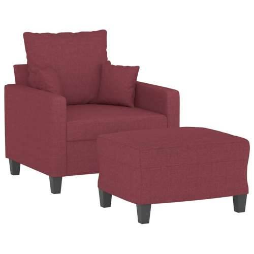 Fotelja s tabureom crvena boja vina 60 cm od tkanine - boja crnog vina Cijena