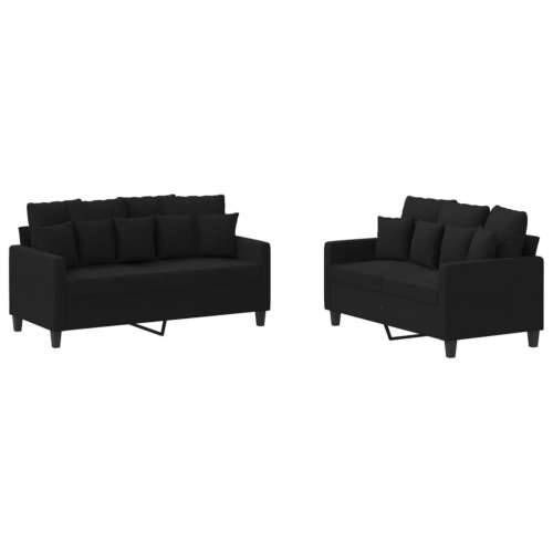 2-dijelni set sofa s jastucima crni od tkanine - Crna s jastučićima Cijena
