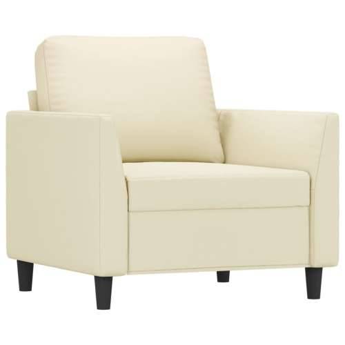 3-dijelni set sofa s jastucima krem od umjetne kože - Krema s jastučićima Cijena