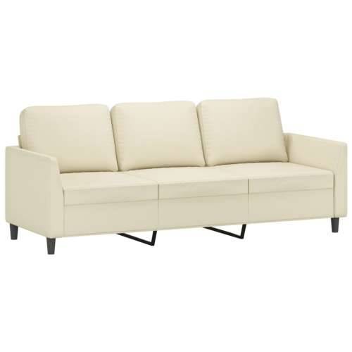 3-dijelni set sofa s jastucima krem od umjetne kože - Krema s jastučićima Cijena