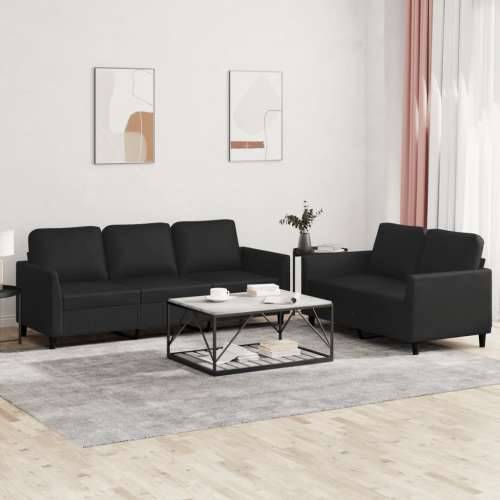 2-dijelni set sofa s jastucima crni od umjetne kože - Crna s jastučićima Cijena